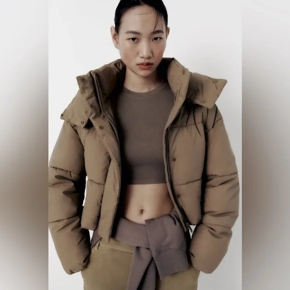 Zara | Jackets & Coats | Nwt Zara Rubberized Puffer Jacket